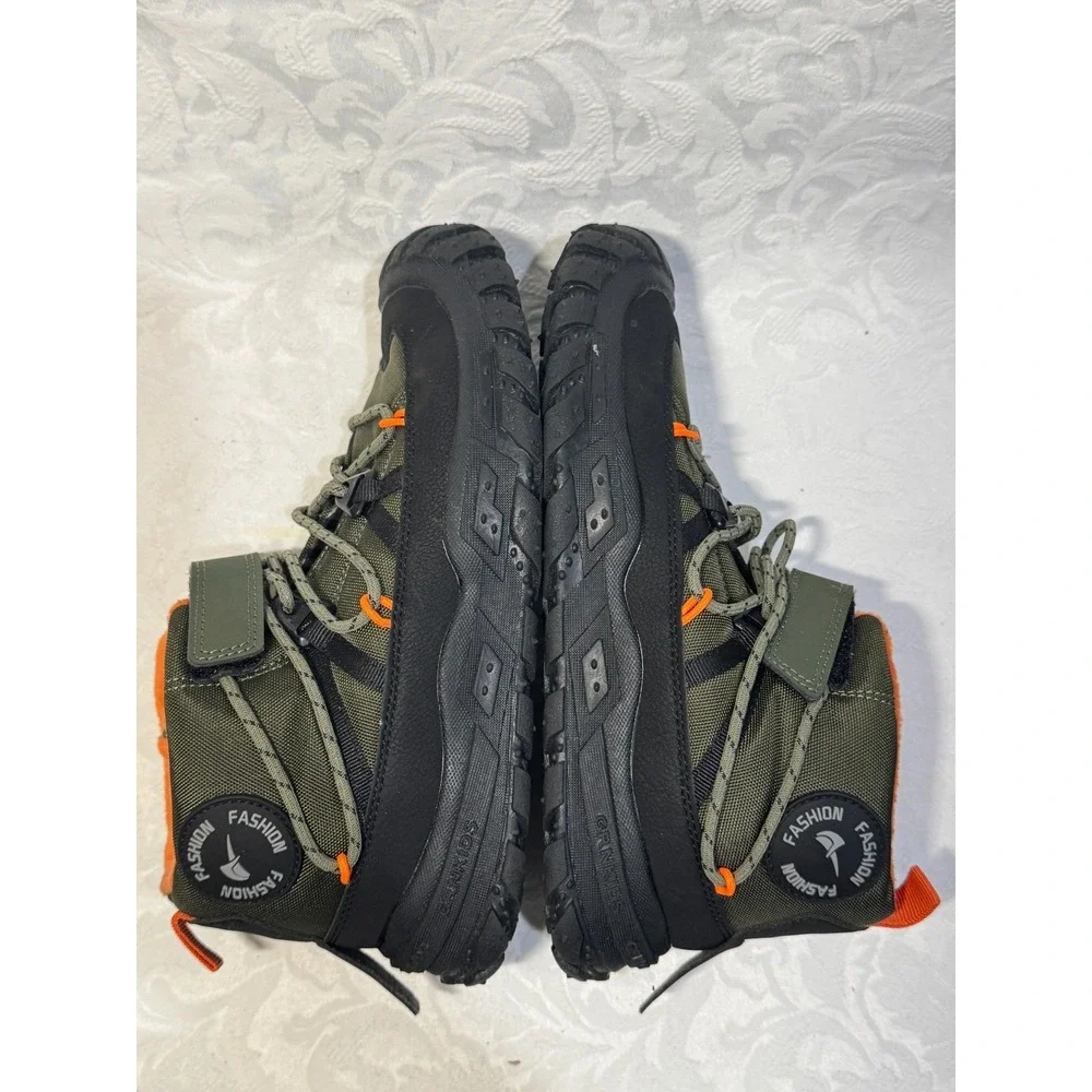Grnkids Kids Winter Boots‎ US 4 EU 36 Olive Black Orange Fur Hiking Shoes